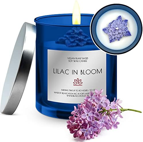 Lilac שעוות סויה נרות בפריחה בכוס זכוכית | בעבודת יד נרות ריחניים מאוד עם שמנים טבעיים | ארומתרפיה מרגיעה יוקרתית